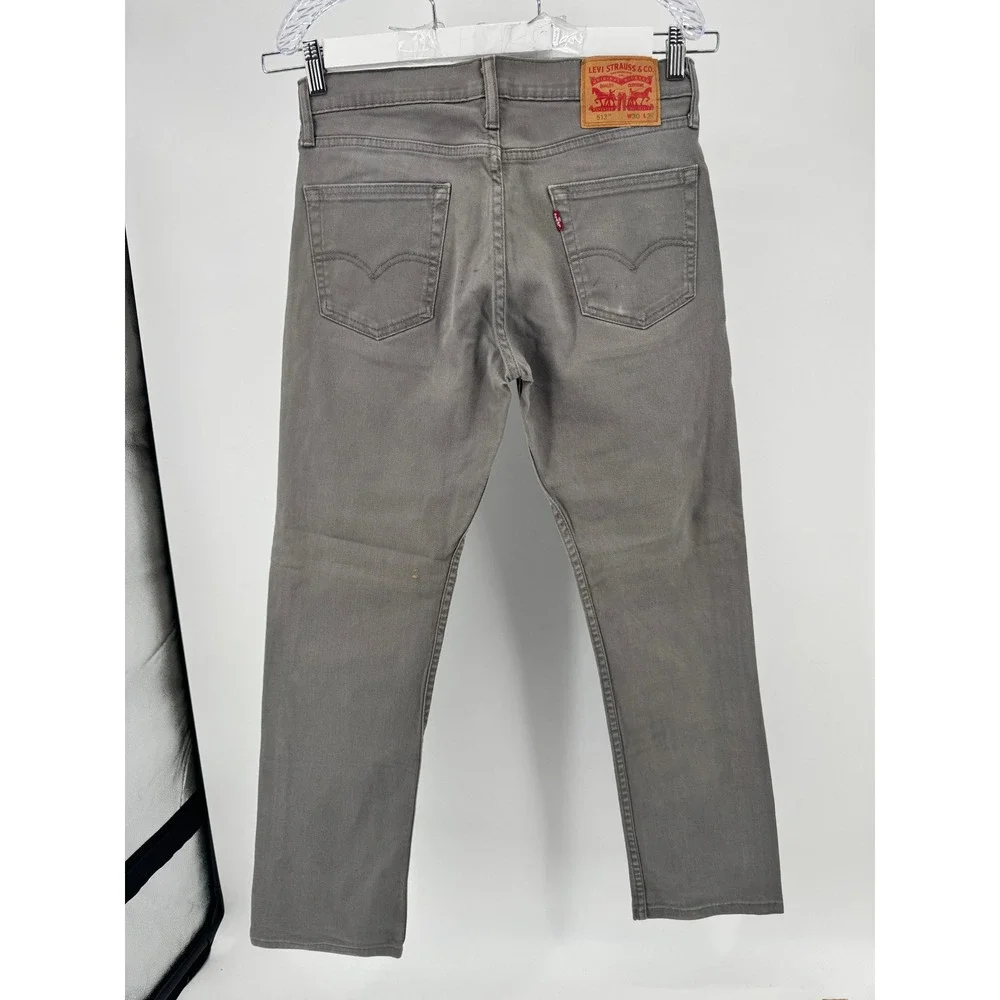 Levi's 513 Jeans 30x30 Slim Straight Pants Mens Grey Denim Jeans Casual Workwear